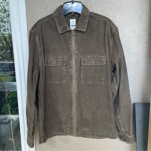 H&M corduroy shirt jacket khaki green